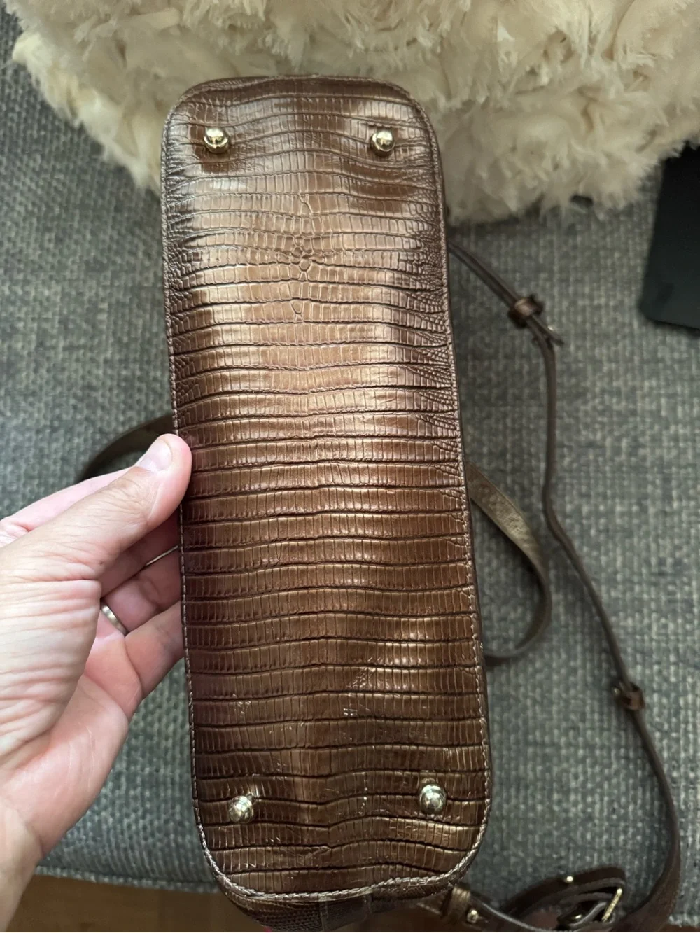 Brahmin Asher Tote Melbourne Granite Croc Embossed Leather Shoulder Bag